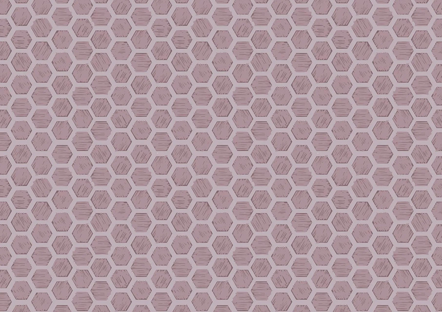 Queen Bee - Honeycomb on Mid Lilac - Click Image to Close