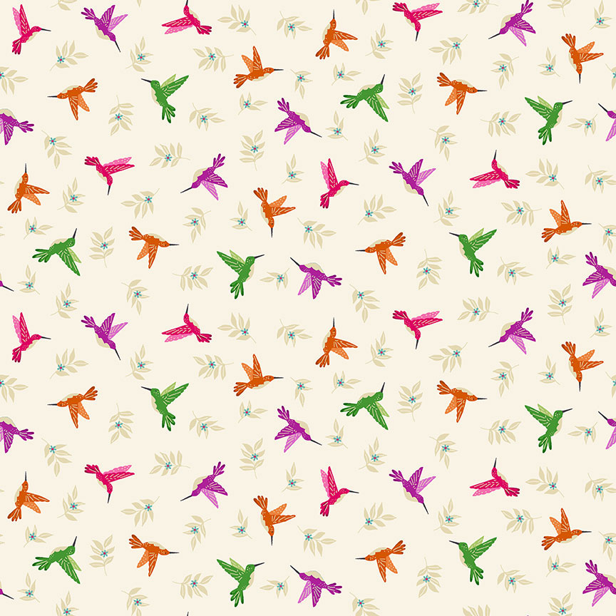 Jewel Tones - Hummingbird in Cream - Click Image to Close
