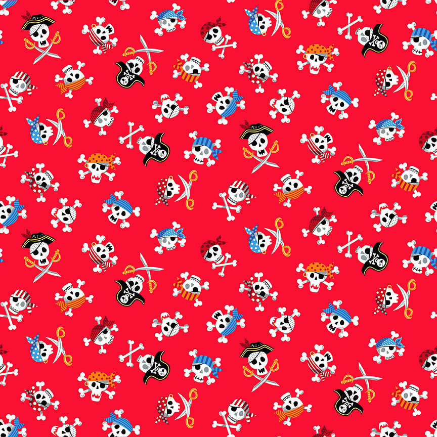 Pirates - Skulls in Red - Click Image to Close