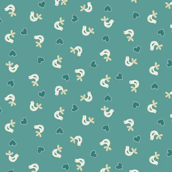 Papillon - Birds in Teal - Click Image to Close