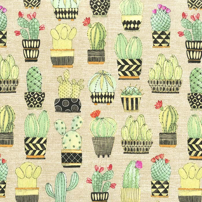 Lovely Llamas - Cactus Hoedown in Tan - Click Image to Close