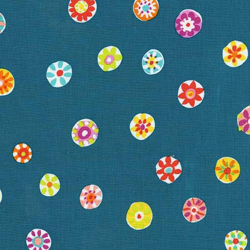 Melodies - Folk Floral Dot in Teal - Click Image to Close