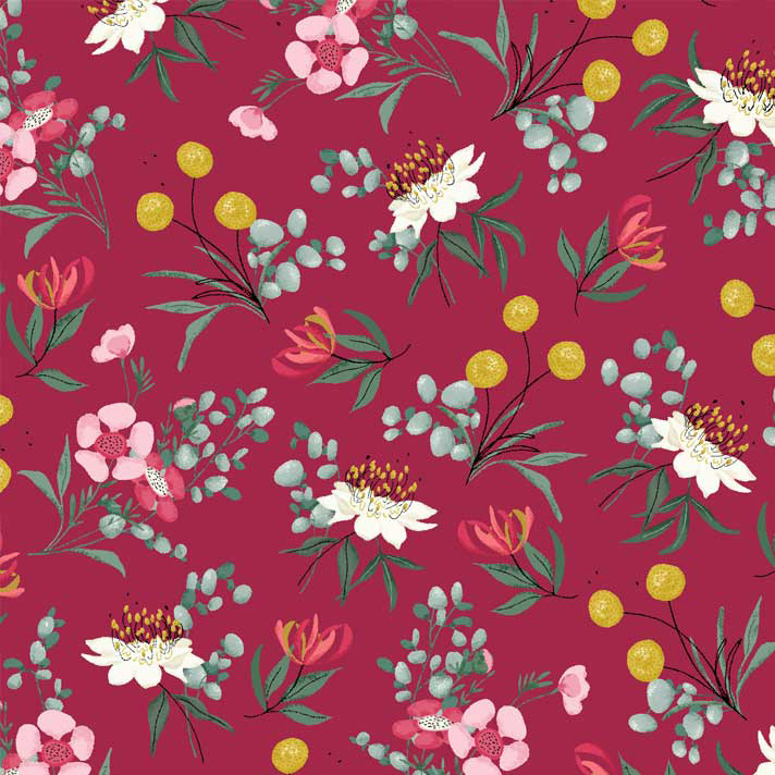 Aussie Friends - Floral in Red - Click Image to Close
