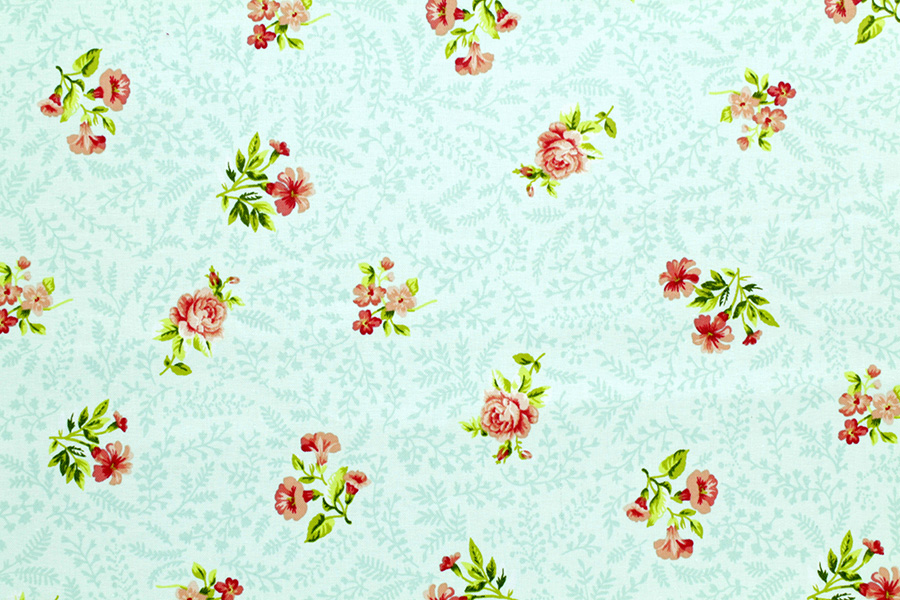Garden Gate - Boutique Small Roses in Teal - Click Image to Close