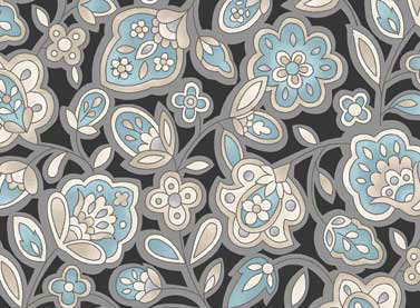 Andalusia - Stylised Floral in Grey - Click Image to Close