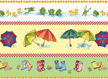 Puddle Jumpers - Boots, Umbrellas and Frogs in Multi - Click Image to Close