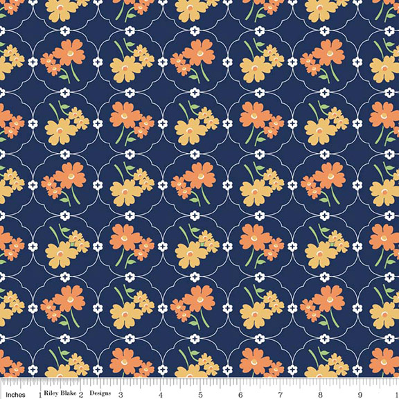 Vintage Floral Navy - Click Image to Close