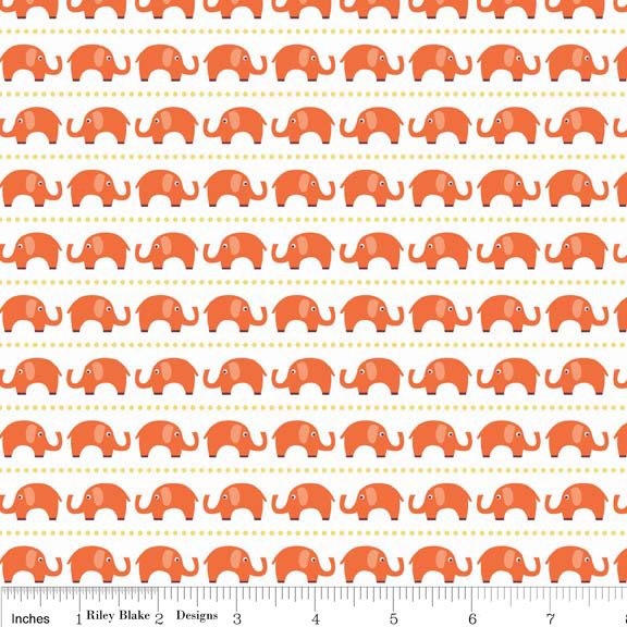 Riley Blake Designs - Boy Elephants in Orange - Click Image to Close