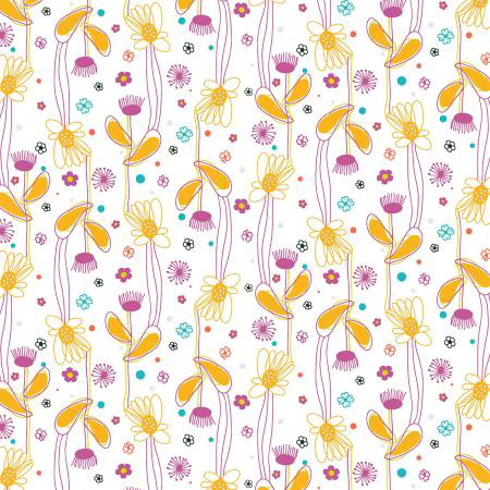 Flower Doodles - Floral Lines in Magenta - Click Image to Close