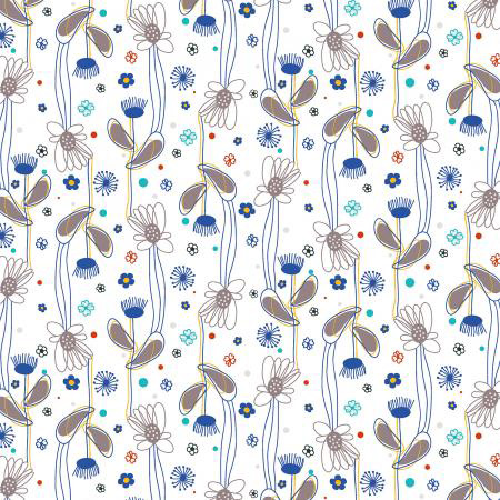 Flower Doodles - Floral Lines in Royal Blue - Click Image to Close