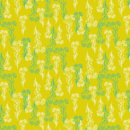 Flower Doodles - Delicate Floral in Chartreuse - Click Image to Close