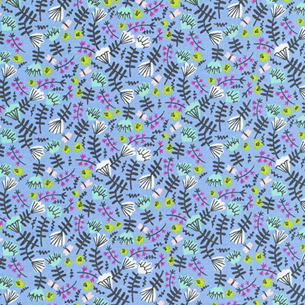 Wild and Free - Jungle Floral in Periwinkle - Click Image to Close