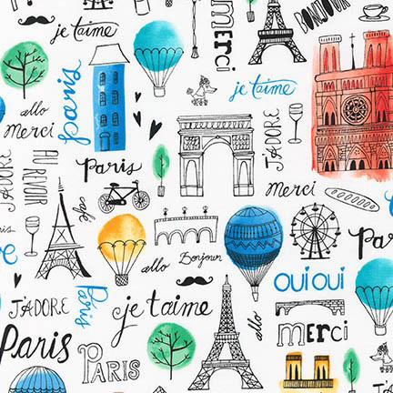 Paris Adventure - Landmarks and Text in Multi - Click Image to Close