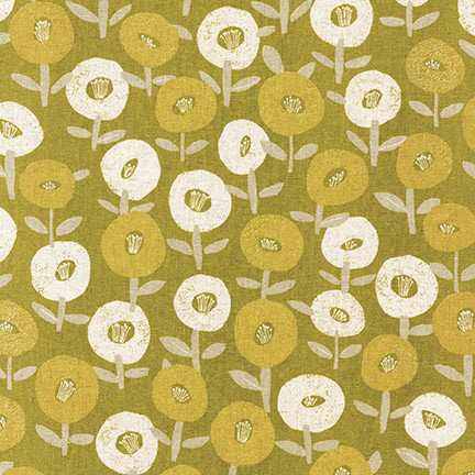 Cotton Flax Prints - Floral in Green - Click Image to Close