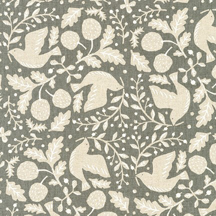 Cotton Flax Prints - Birds in Natural - Click Image to Close