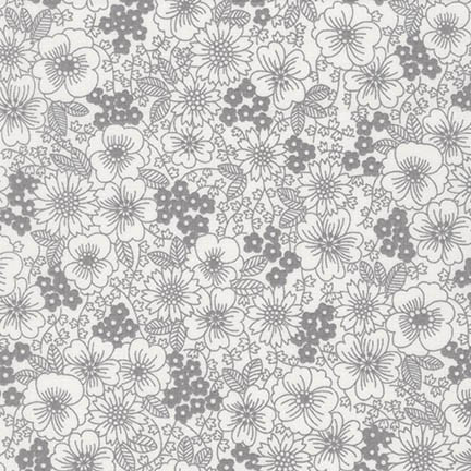 London Calling 6 - Drawn Flowers in Grey - Click Image to Close