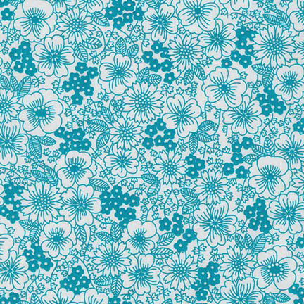 London Calling 6 - Drawn Flowers in Teal - Click Image to Close