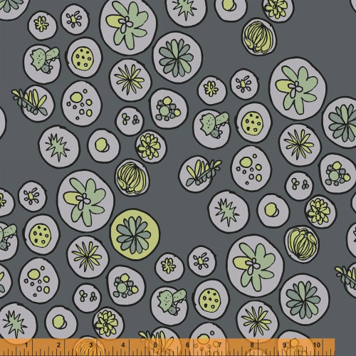 Succulents - Cacti Blooms in Grey - Click Image to Close