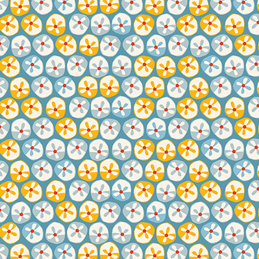 Painted Jungle - Flower Dots in Aquamarine - Click Image to Close