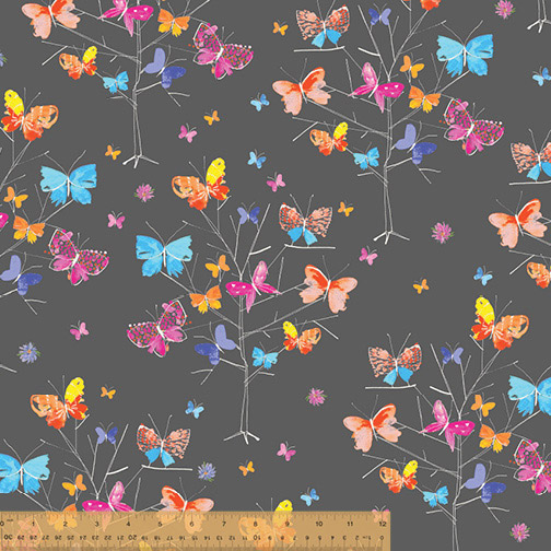 Kaleidoscope - Butterflys in Charcoal - Click Image to Close
