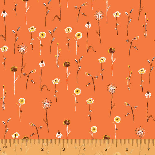 Far Far Away III - Wildflowers in Burnt Orange - Click Image to Close
