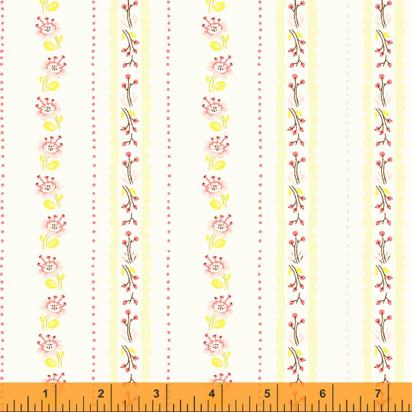 West Hill - Floral Stripe in Ivory - Click Image to Close