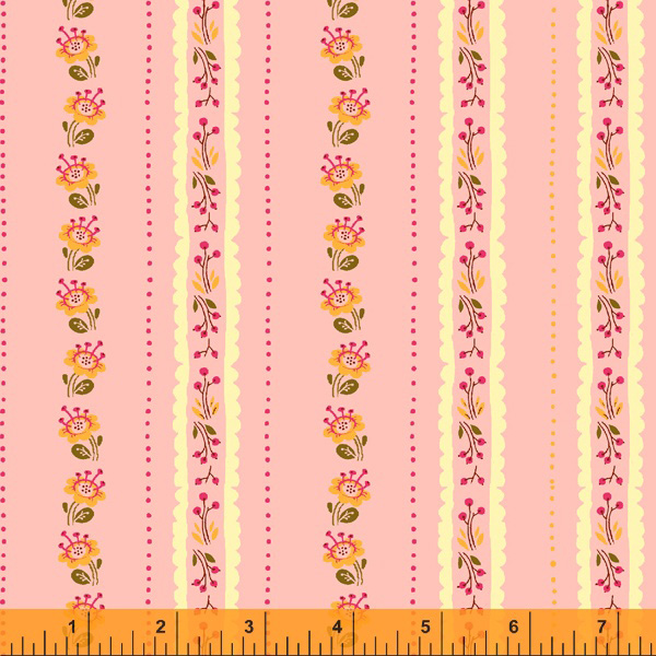 West Hill - Floral Stripe in Pink - Click Image to Close