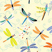 Toadily Cute - Happy Dragonflies in Light Yellow