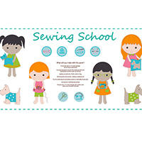 Sewing School - 60cm Panel in Blue