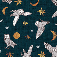Forest Fable - Midnight Owls in Navy
