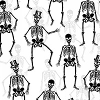 Fright Night - Skeletons on White
