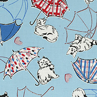 Radiant Girl - Cats and Umbrellas in Metallic Blue