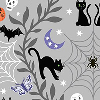 Castle Spooky - Cobwebs and Cats in Light Grey