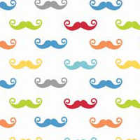 Geekly Mustache Small White/Multi