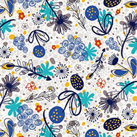 Flower Doodles - Potpourri in Royal Blue