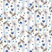 Flower Doodles - Floral Lines in Royal Blue