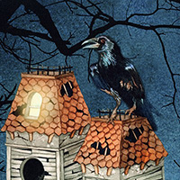 Raven Moon - Raven House Panel in Spooky