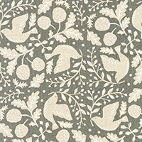 Cotton Flax Prints - Birds in Natural