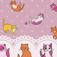 Caturday - Raining Cats Double Border in Rose
