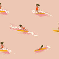 Malibu - Tiny Surfers in Peach