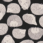 Cotton Flax Prints - Hedgehogs in Black